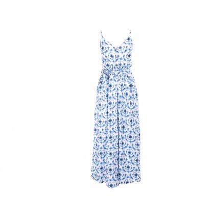 Letní dámské šaty dlouhé na ramínka modré 151 (Velikost M/L)