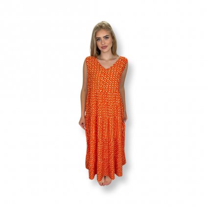 Letní dámské dlouhé šaty oranžové 225 (Velikost M/L)