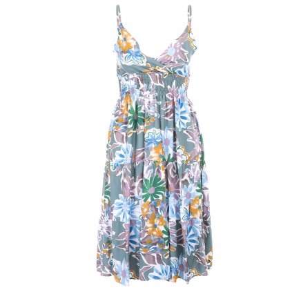Letní dámské šaty na ramínka s žebrováním 200 (Velikost M/L)