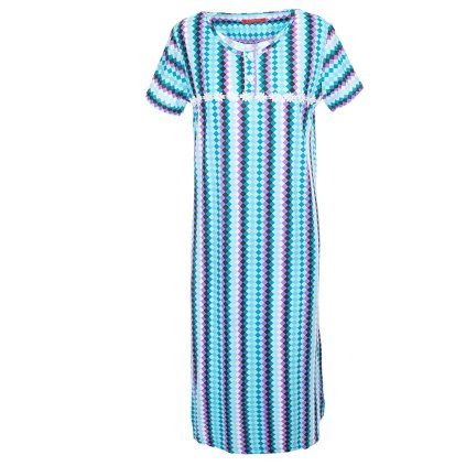 Dlouhá noční košile s krátkým rukávkem kostička modrá (Velikost 2XL)