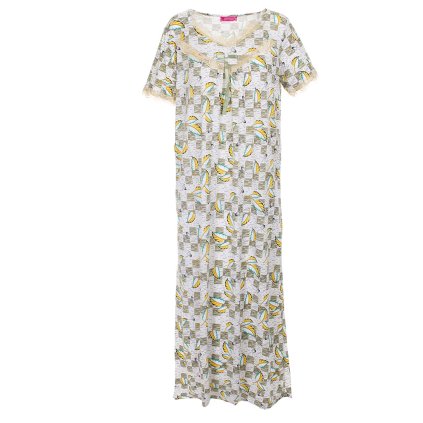 Noční košile Lístky a kostičky - Béžová (Velikost 2XL)