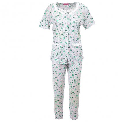 Dámské pyžamo drobné kvítka - Šedé (Velikost 2XL)