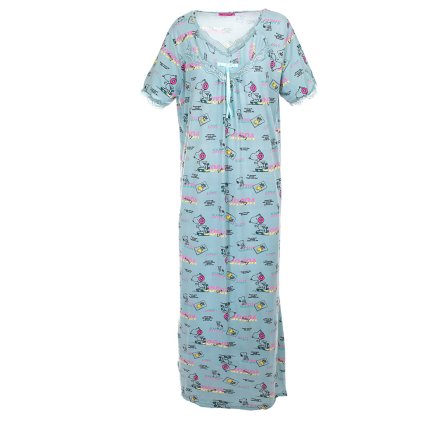 Noční košile Lístečky - Love sheep - modrozelená (Velikost 2XL)