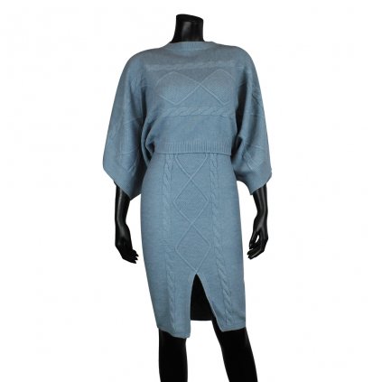 Úpletové šaty + svetr  Donna 94916 modré