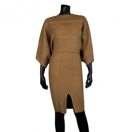 Úpletové šaty + svetr  Donna 94916 camel