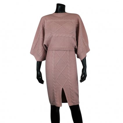 Úpletové šaty + svetr  Donna 94916 pink