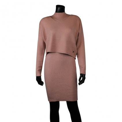 Pletené šaty + svetr  Donna 94354 pink