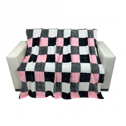 Mikroplyšová deka 150 x 220 cm Cubes Růžová