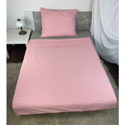 Dvoudílné bavlněné povlečení, jednolůžko - Pruh v pruhu Apricot