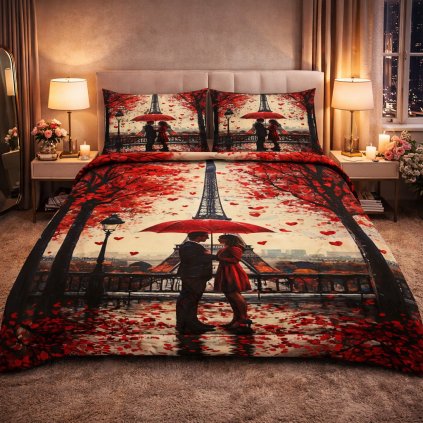 2-dílné ložní povlečení - Paříž v barvách lásky
