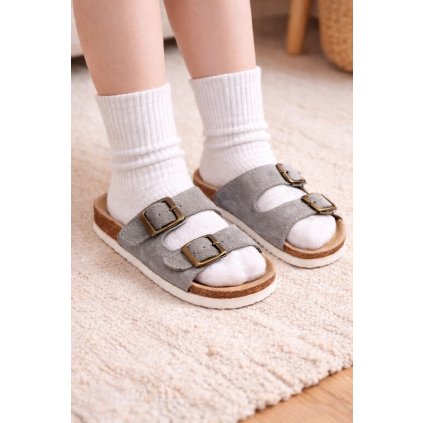 BAZAR-Dětské korkové pantofle, šedé