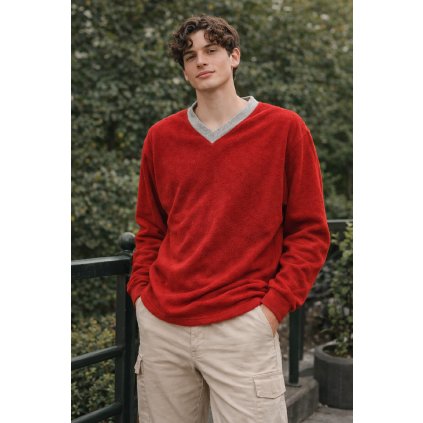 Pánská červená fleecová mikina - 18