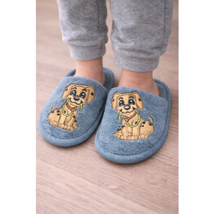 Dětské bačkory - šedé s pejskem 7