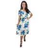 Letní šaty s rukávky 7852-2 - modré květy