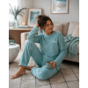 Polar fleece souprava - proužky - Tyrkysová