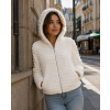 Polar fleece bundička s kapucí -pruhy - Bílá