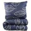 SET Přikrývka a polštář modrá a listy