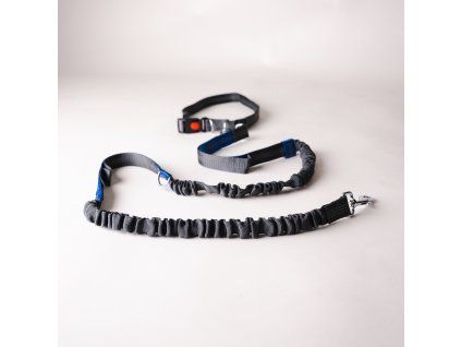 Vodítko na beh so psom Bangee Black Blue handsfree bungee celok Roudos