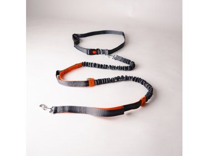 Vodítko na beh so psom Bangee Black Orange handsfree bungee celok Roudos