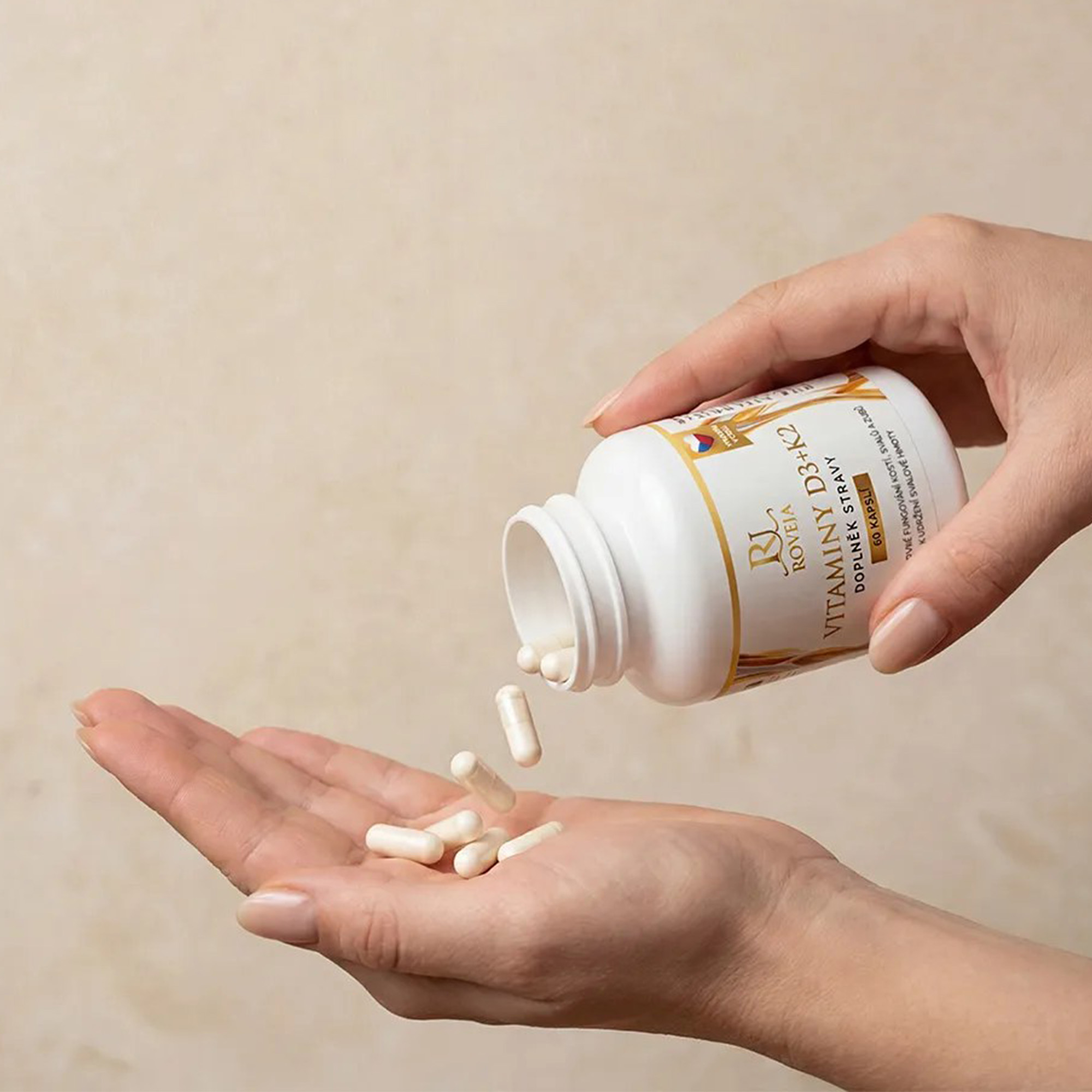 Vitaminy D3+K2 – dávkování 1 kapsle denně, složení