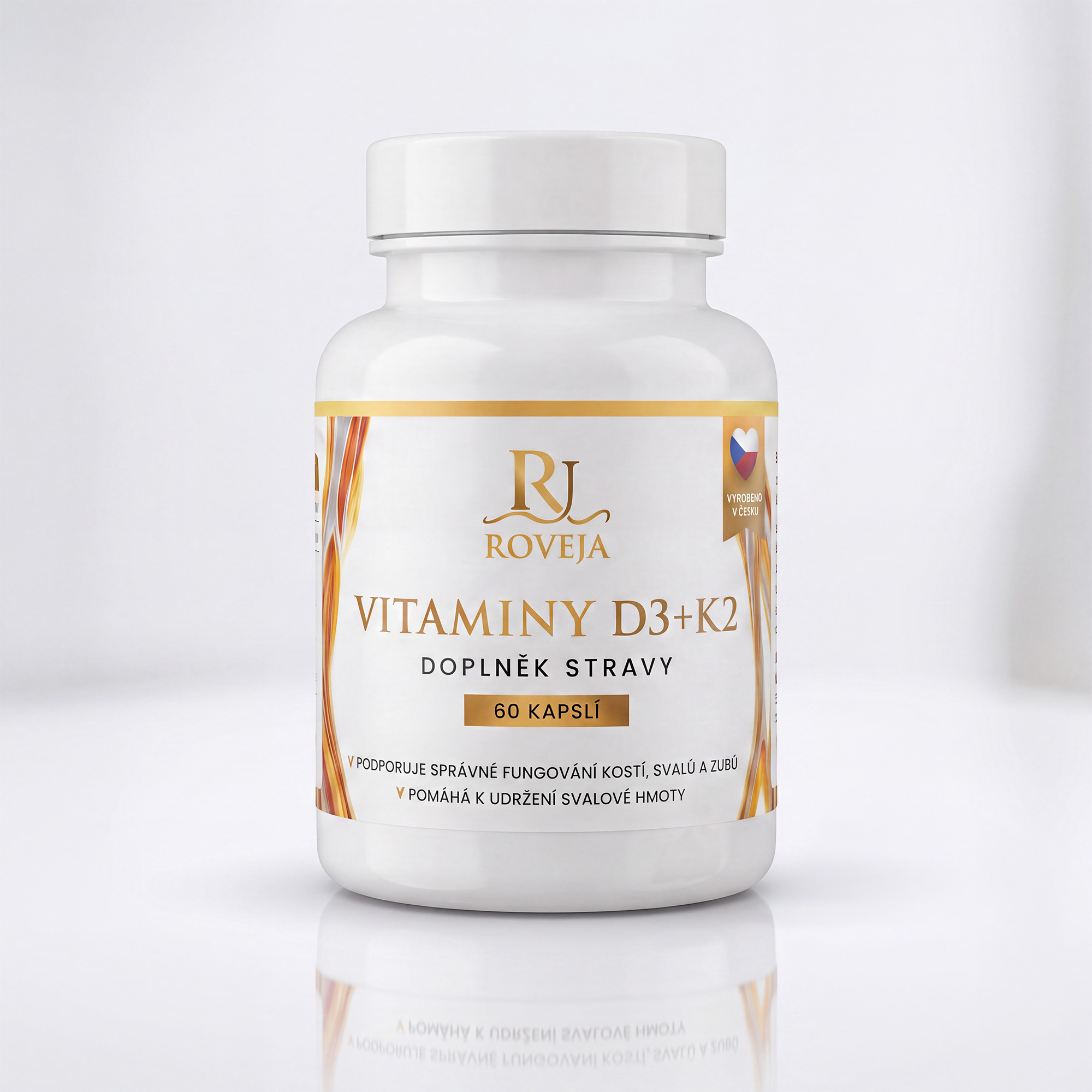 Roveja Vitaminy D3+K2 – 60 kapslí, kombinace pro kosti, imunitu a svaly