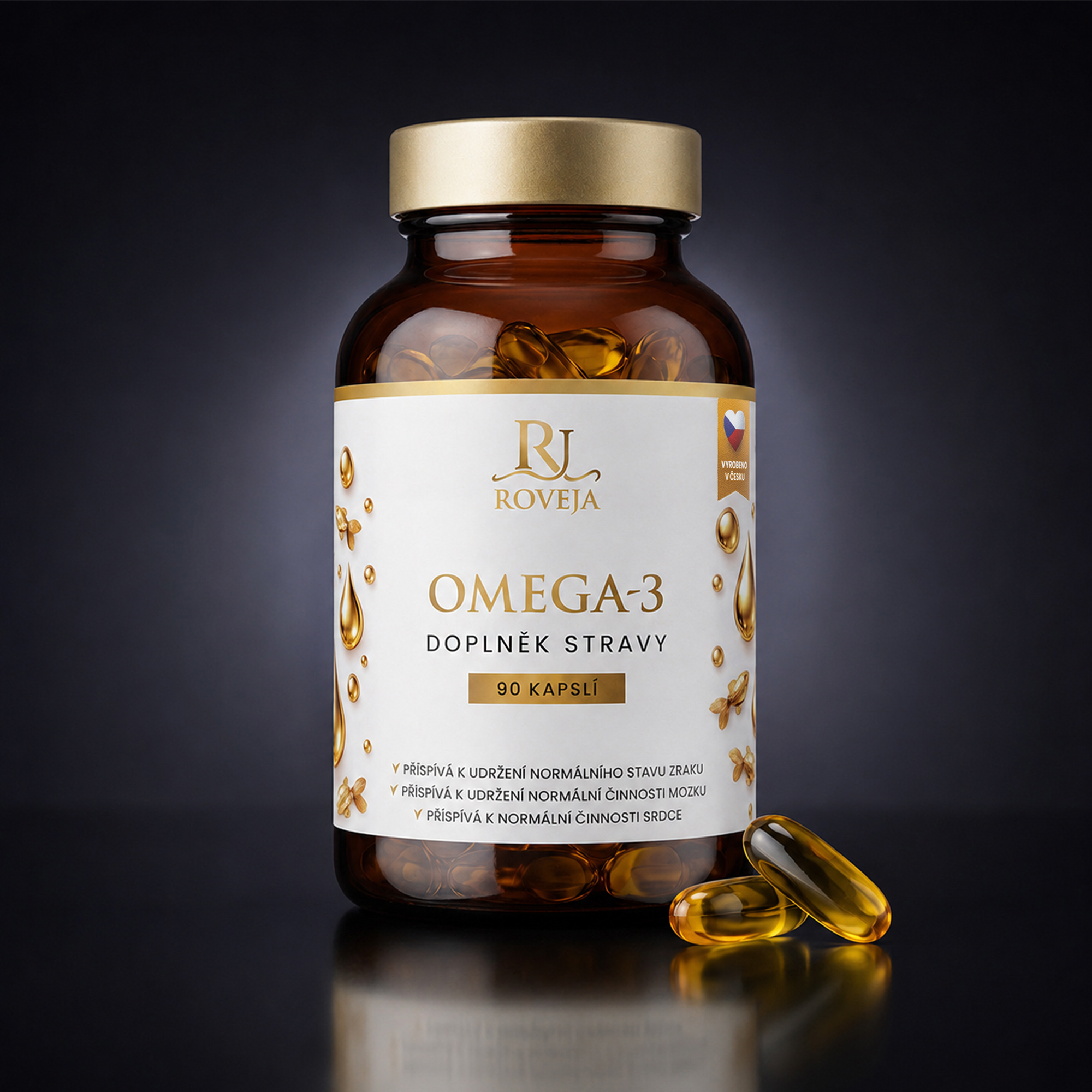 Roveja Omega-3 – rybí olej, 90 kapslí, doplněk stravy s vysokým obsahem EPA a DHA
