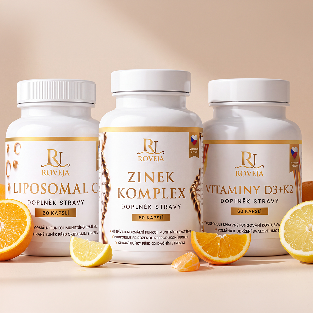 ROVEJA Balíček pro podporu imunity – Liposomal vitamin C, vitamin D3 + K2 a Zinek komplex, dvouměsíční kúra
