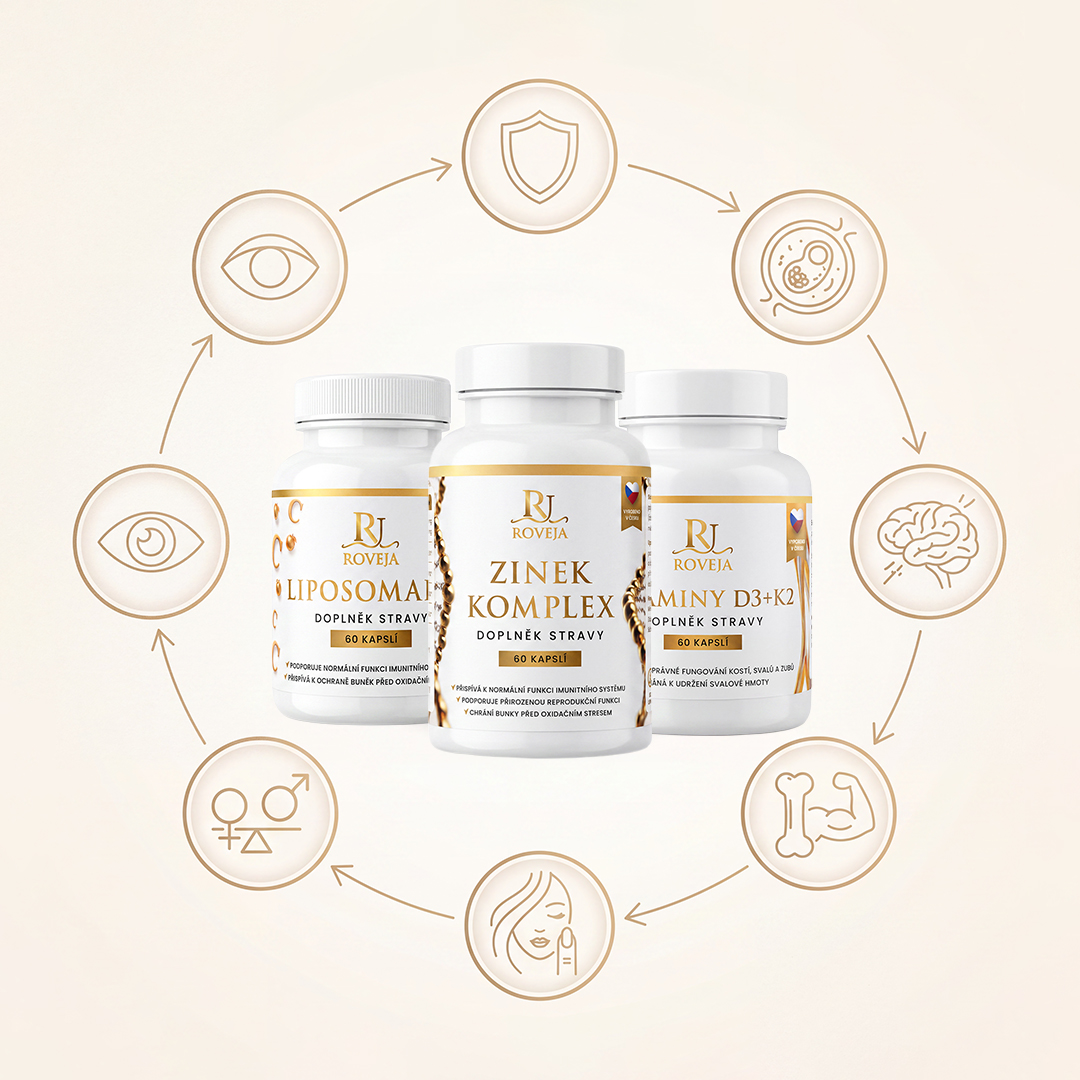 Balíček Roveja pro podporu imunity – sedm vitaminů a minerálů ve třech produktech