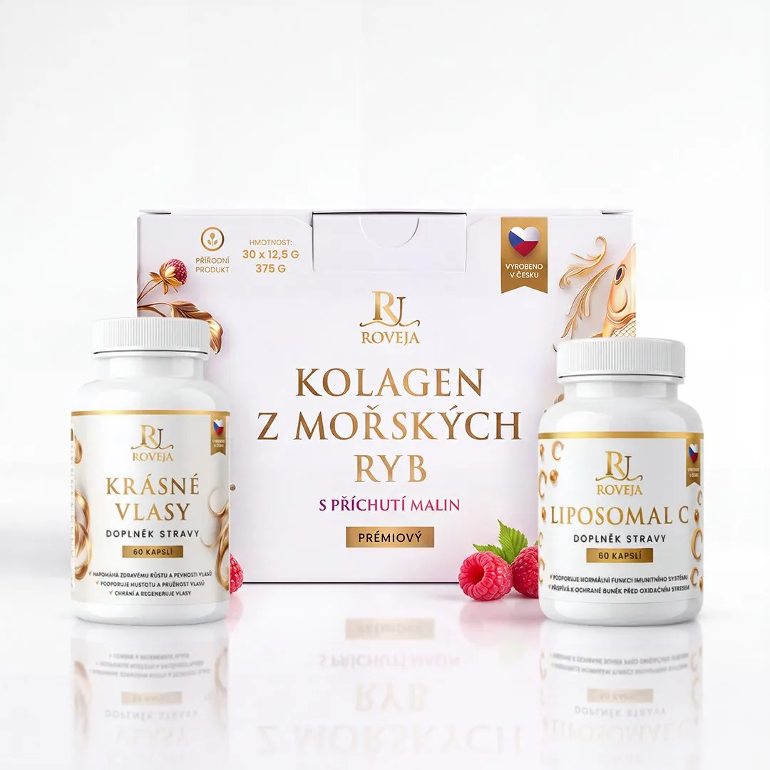 ROVEJA Balíček pro vlasy, pleť a nehty – mořský kolagen, Krásné vlasy a Liposomal vitamin C