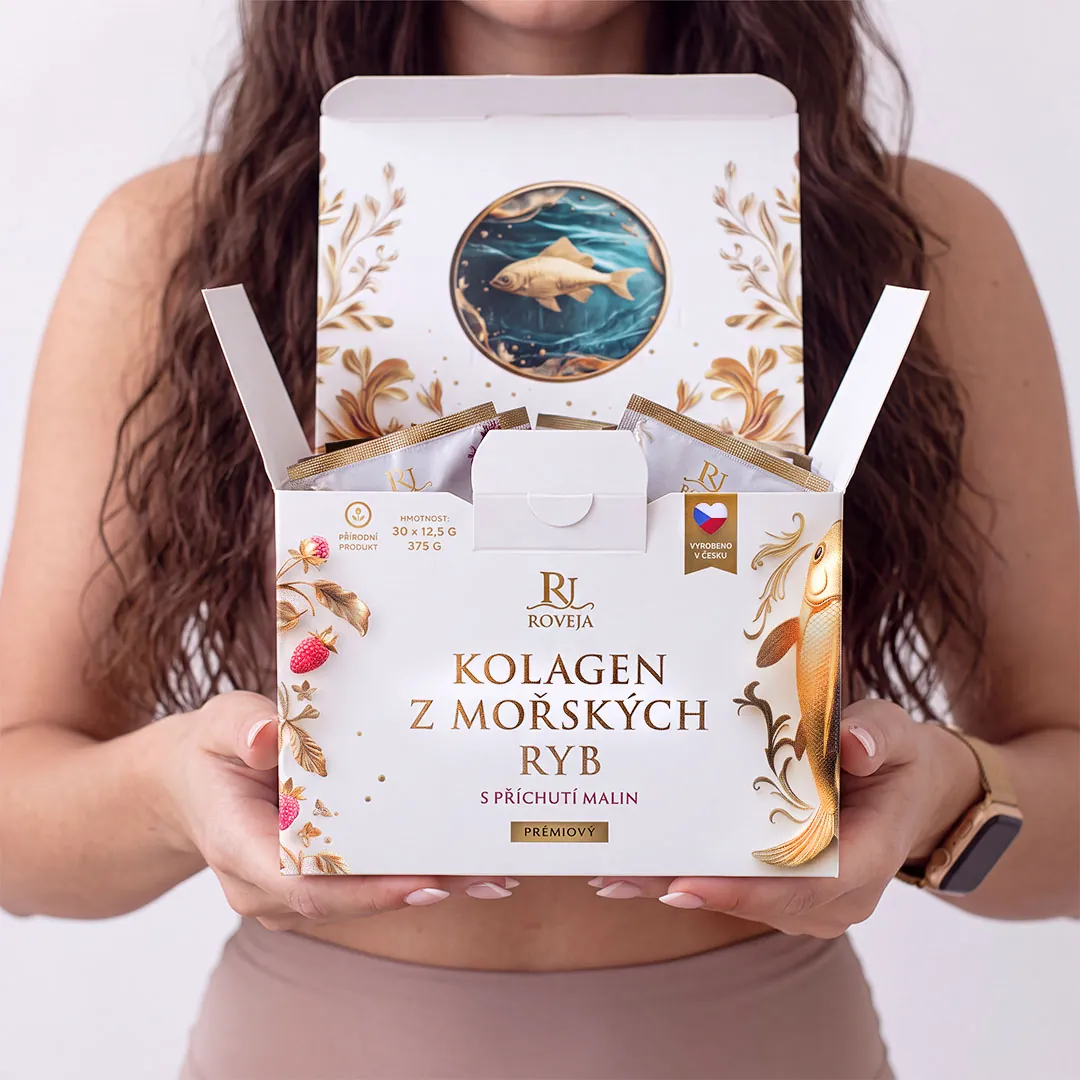 Roveja Prémiový mořský kolagen s příchutí malin – 30 sáčků