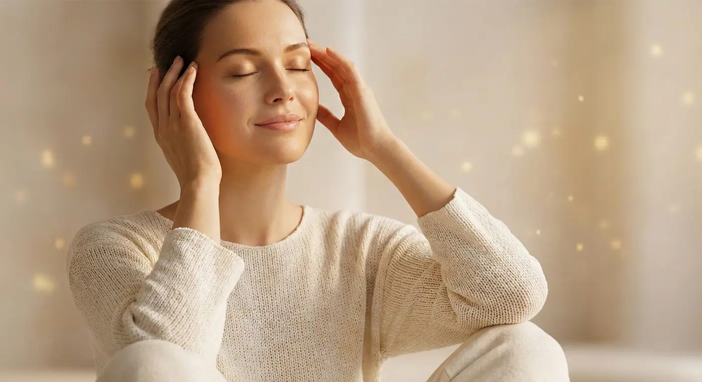 L-theanin a vitamíny B pro klidnou mysl – relaxující žena s úlevou od stresu