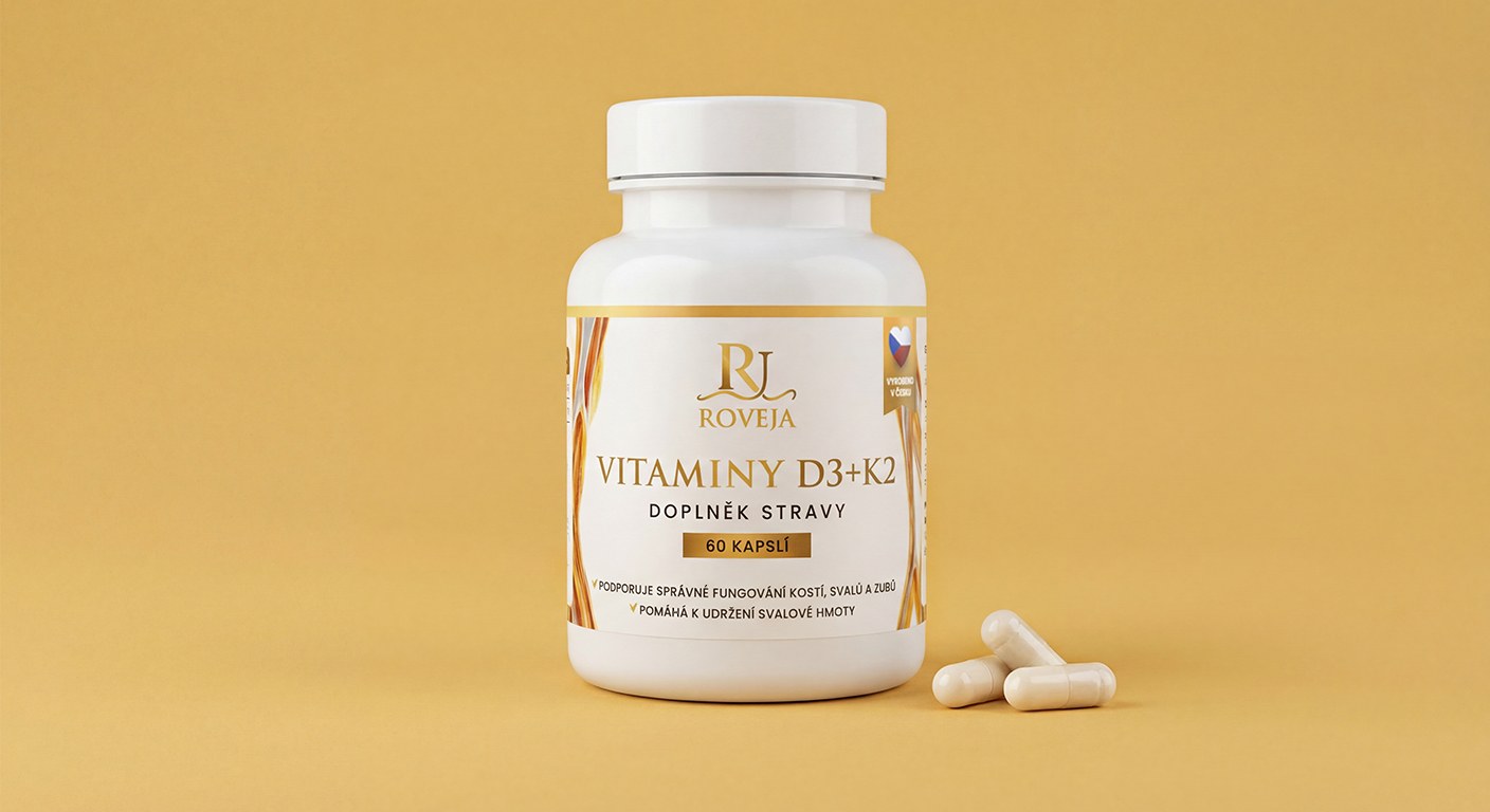 Roveja Vitaminy D3+K2 – 60 kapslí, prémiová kombinace pro kosti, imunitu a svaly