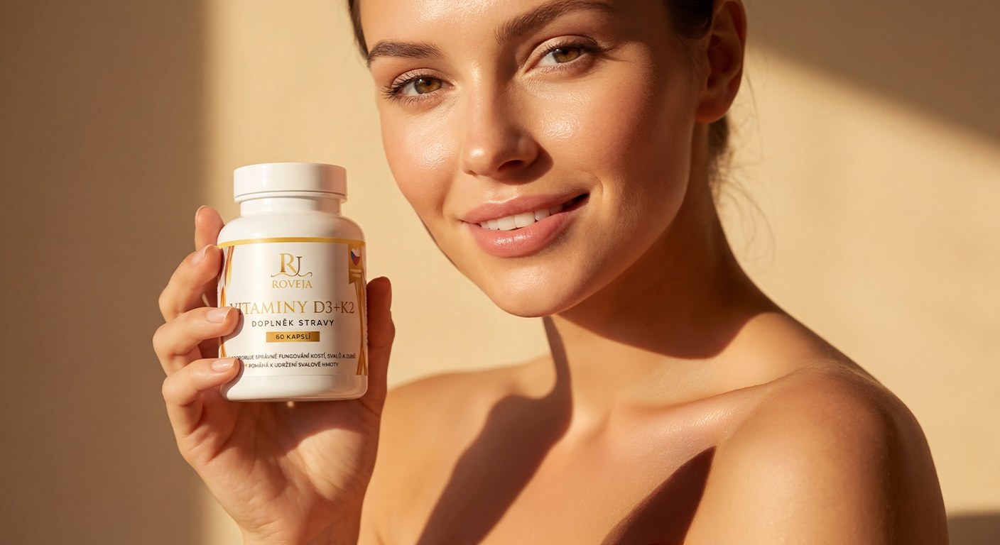 Žena s vitaminy D3+K2 – podpora imunity, kostí a celkového zdraví