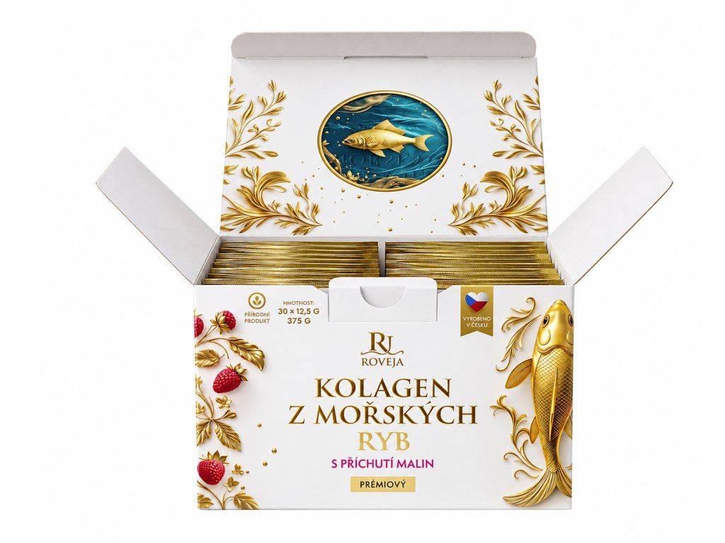 ROVEJA Mořský kolagen s příchutí maliny – 10 000 mg hydrolyzovaného kolagenu, 30 sáčků