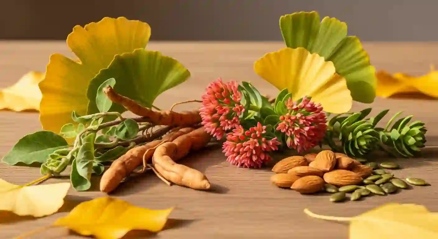 Adaptogeny a bylinky pro zklidnění mysli – ginkgo, ženšen, rozchodnice a mandle