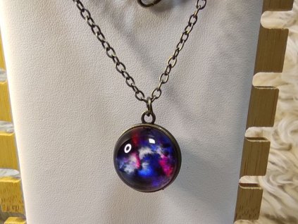 Skleněný náhrdelník Galaxie - tmavě modrý