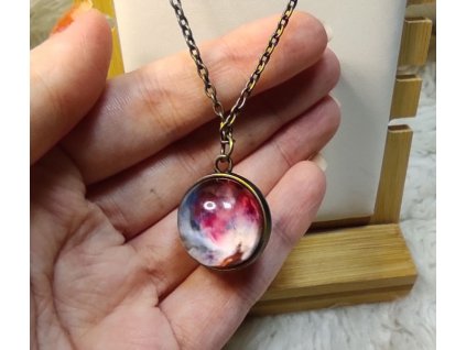 Skleněný náhrdelník Galaxie - růžový