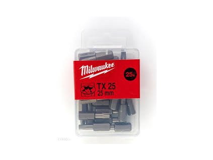 Milwaukee šroubovací bity TX25, 25mm - 25ks