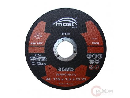 Řezný kotouč MOST 115x1,6 mm A46T-BF INOX