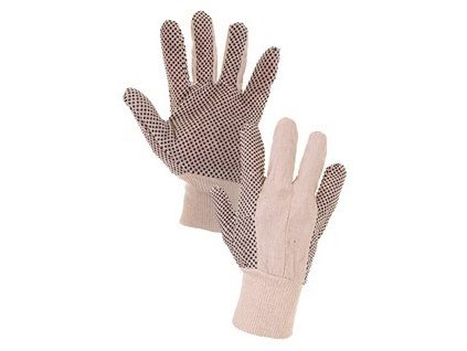 Textilní rukavice GABO, s PVC terčíky, bílé, vel.10