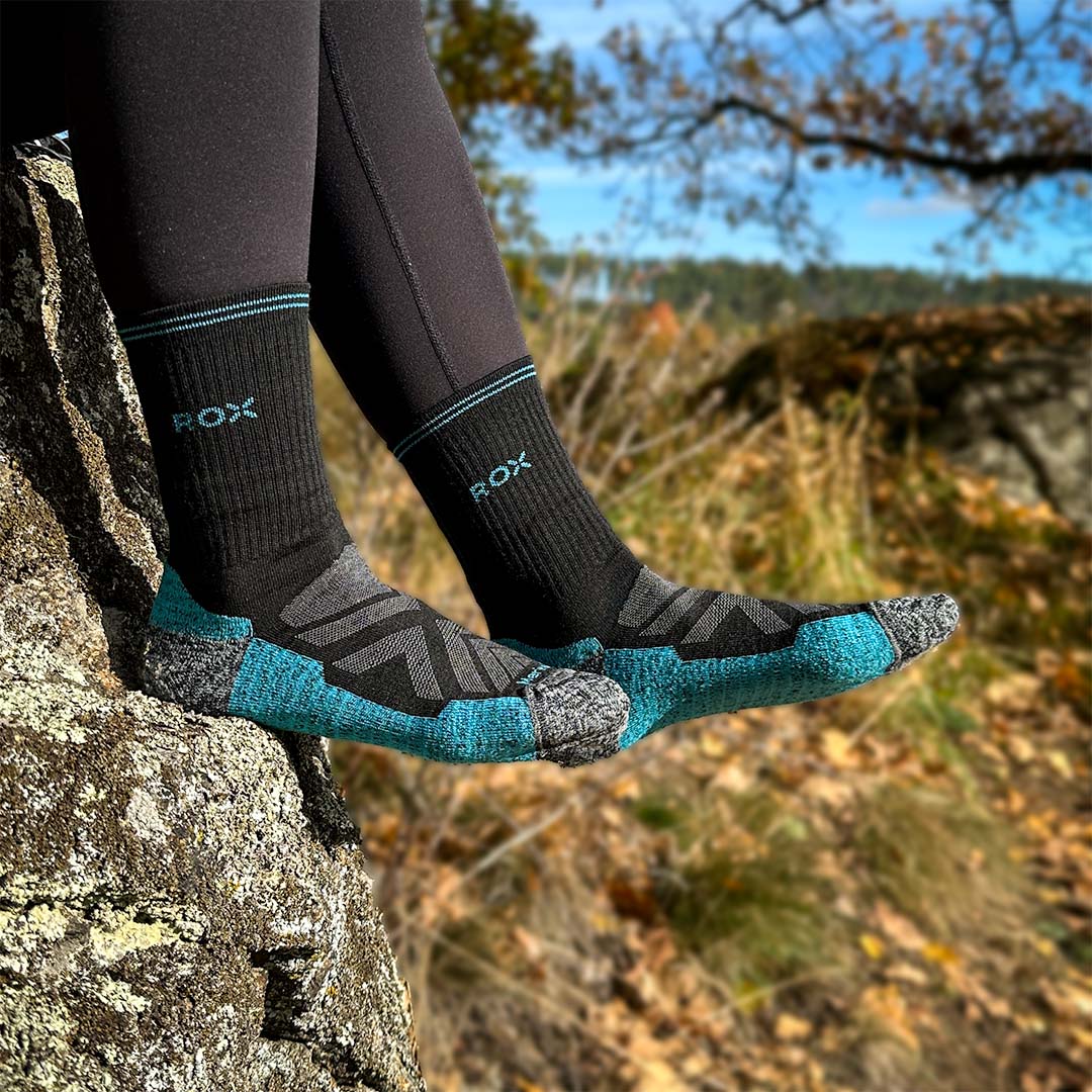 Bezešvé outdoorové merino ponožky Climby Neo High tyrkysová