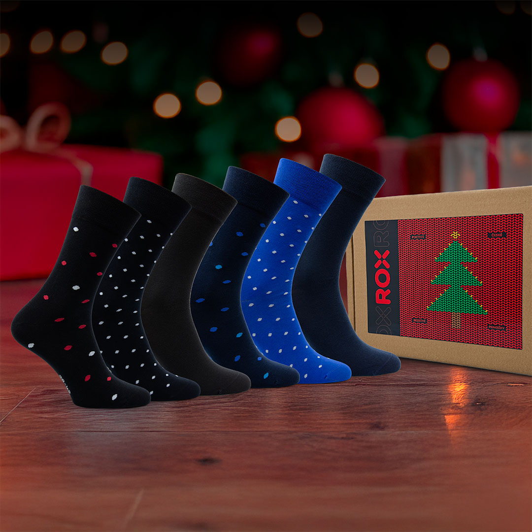 Dárkové vánoční balení bavlněných ponožek kolekce ROX Happy