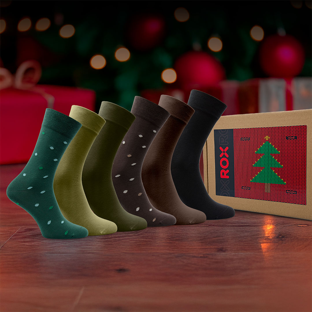 Dárkové vánoční balení bavlněných ponožek kolekce ROX Happy