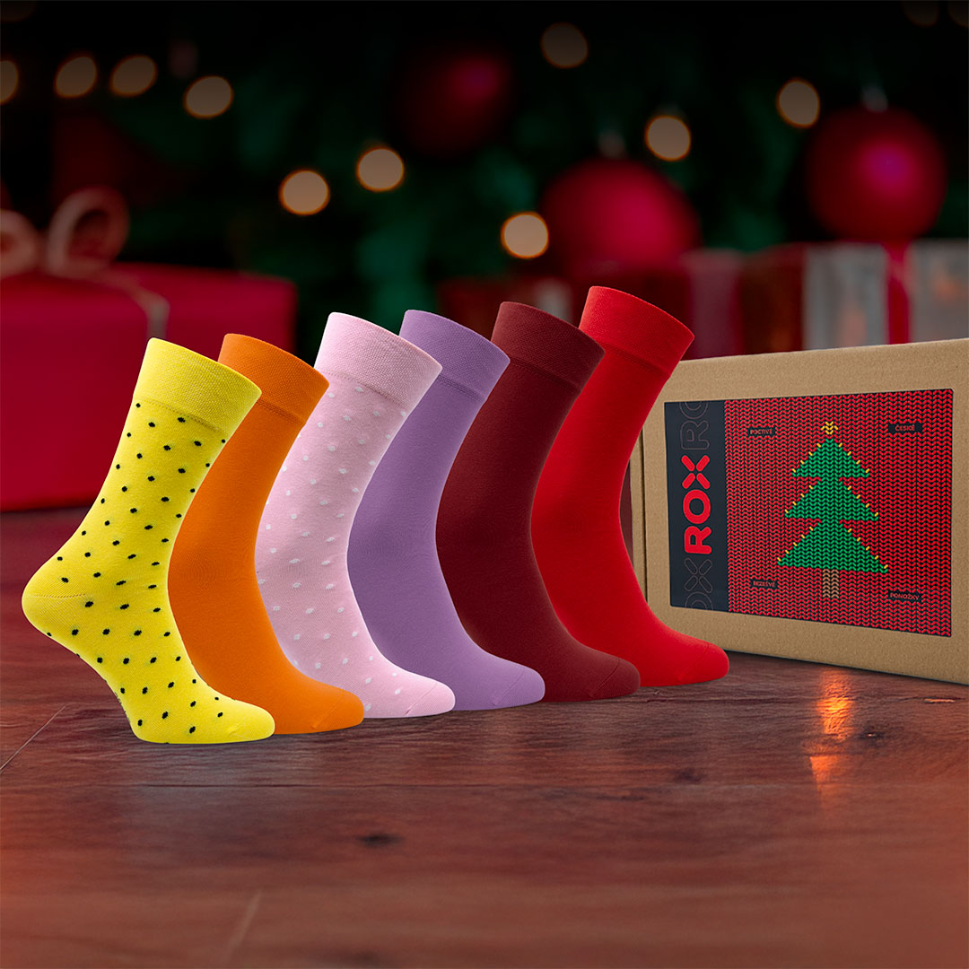 Dárkové vánoční balení bavlněných ponožek kolekce ROX Happy