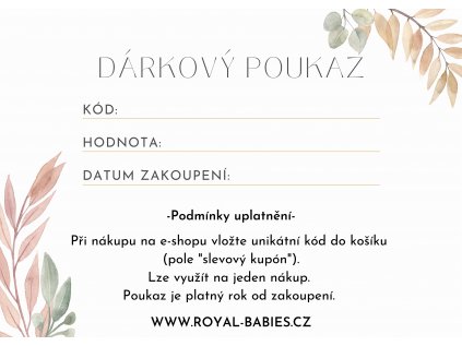 Dárkový poukaz v hodnotě 500 kč