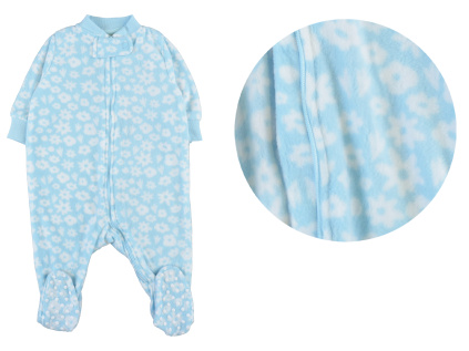 Fleecový kojenecký overal, na zip, modra, srdicka