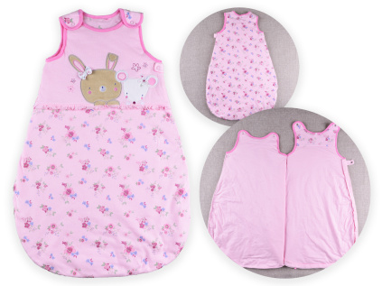 Bavlněný spací pytel, zip, růžová