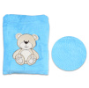 Plyšová deka, modrá, medvídek