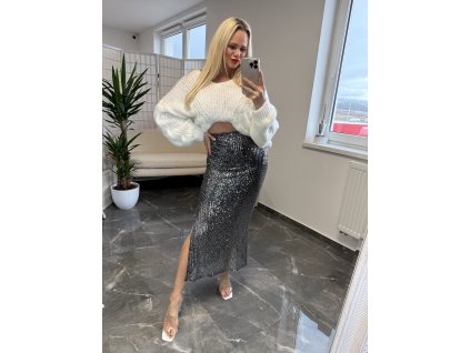 Flitrovaná midi sukňa Leysi Čierna