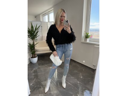 Strapcový svetrík Dawly čierna